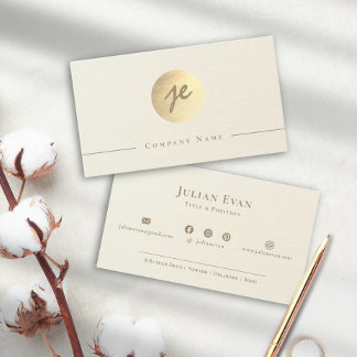 Elegant Shiny Gold Creamy White Script Monogram Visitenkarte