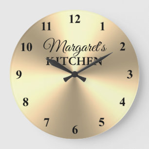 Elegant shiny gold metallic kitchen wall clock große wanduhr