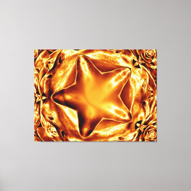 Elegant Shiny Metallic Look Sepia Star Leinwand (Vorderseite)