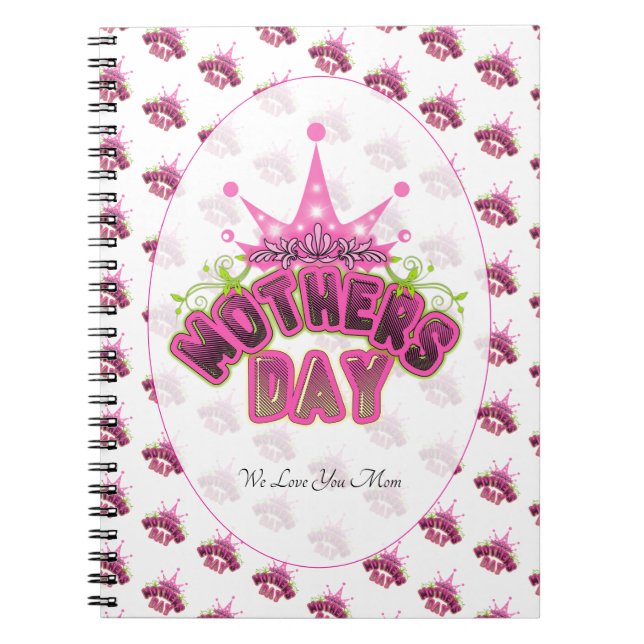 Elegant Shiny Pink Queen Crown Happy mothers day  Notizblock (Vorderseite)
