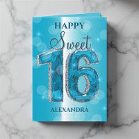 Elegant Shiny Sapphire & Silver Gemstone Sweet 16