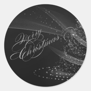 Elegant Shiny Silver Christmas Tree Runder Aufkleber