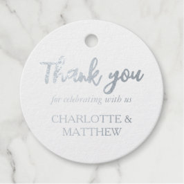 Elegant Shiny Silver Wedding Foil Favor Tags
