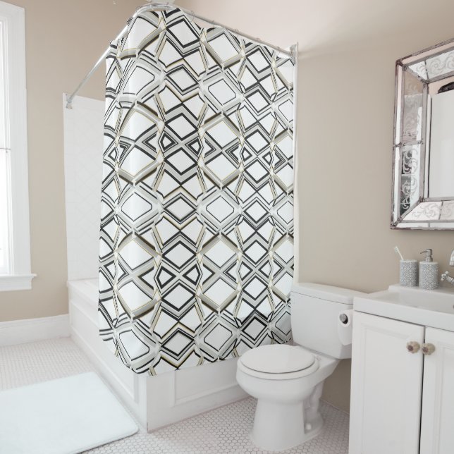 Elegant Shower Curtain with Geometric Pattern  Duschvorhang (Beispiel)