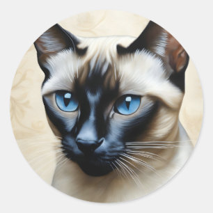 Elegant Siamese Cat Runder Aufkleber