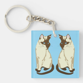 Elegant Siamese Cats Keychain – Cat Lover Gift Schlüsselanhänger