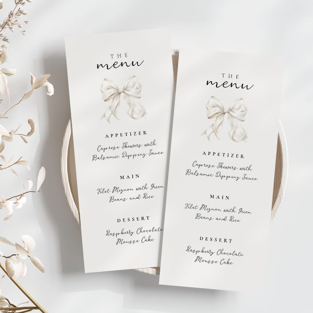 Elegant Sie bindet das Brautparty des Knotens Bow Menükarte (Von Creator hochgeladen)