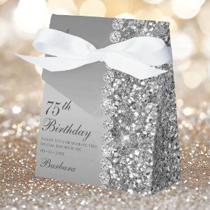 Elegant Silber 75. Geburtstag Geschenkschachtel