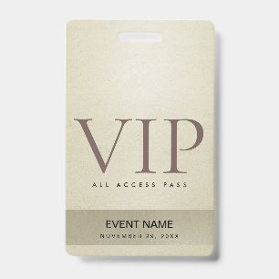 ELEGANT SILBER BLAßGOLD VIP EVENT ZUGANGS PASS AUSWEIS