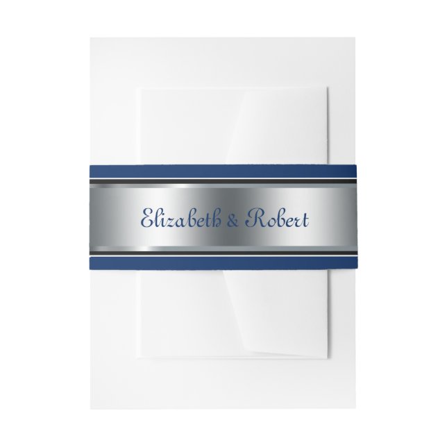 Elegant, Silber und Navy Blau, kundenspezifisch Einladungsbanderole (Vorderseite Beispiel)