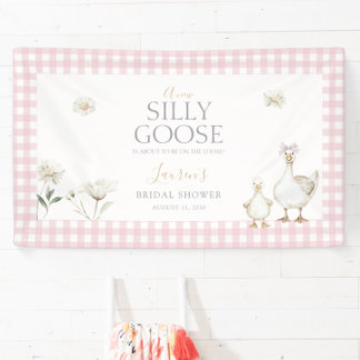 Elegant Silly Goose Whimsical Pink Bow Baby Shower Banner
