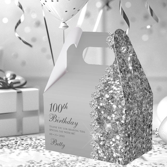 Elegant Silver 100. Geburtstag Geschenkschachtel (Von Creator hochgeladen)