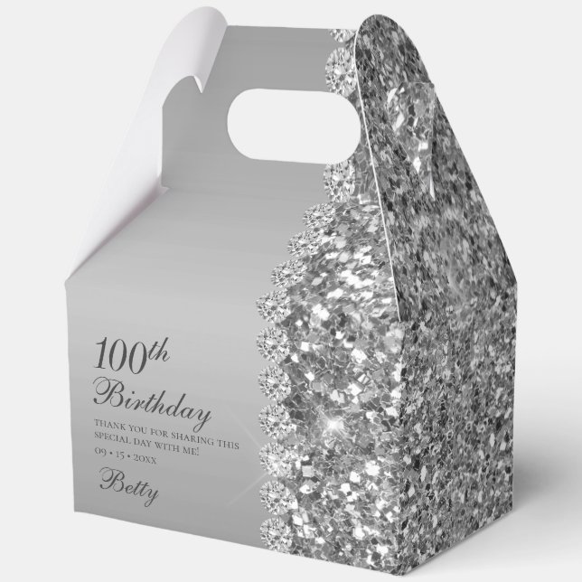 Elegant Silver 100. Geburtstag Geschenkschachtel (Vorderseite)