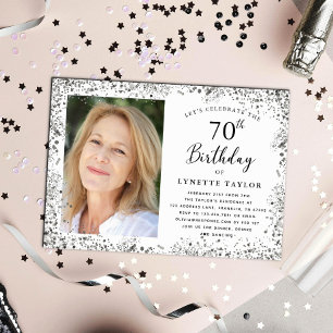 Elegant Silver 70. Geburtstag Einladung
