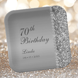 Elegant Silver 70. Geburtstag Pappteller