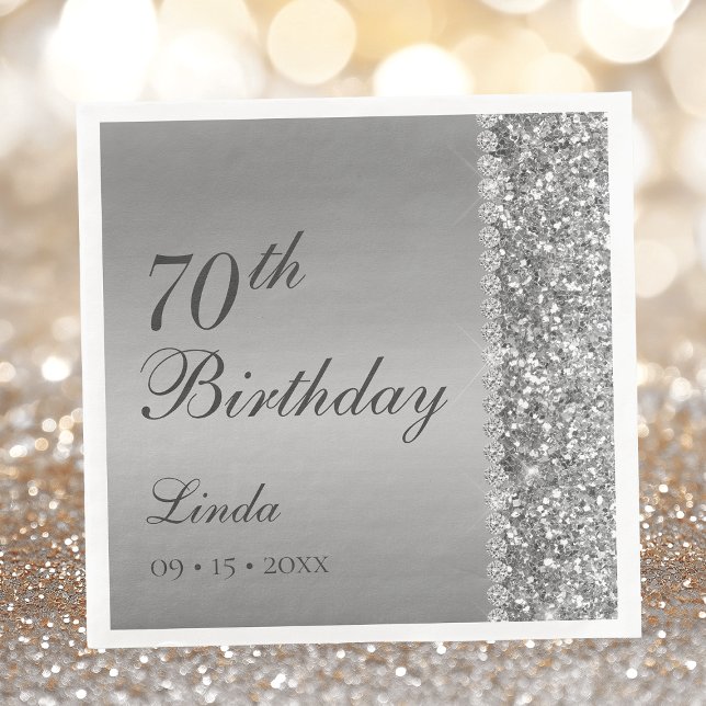 Elegant Silver 70. Geburtstag Serviette (Von Creator hochgeladen)