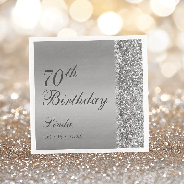 Elegant Silver 70. Geburtstag Serviette (Von Creator hochgeladen)