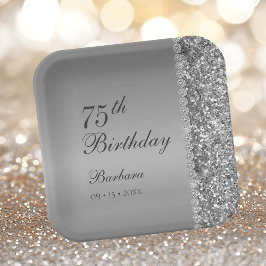 Elegant Silver 75. Geburtstag Pappteller