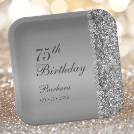 Elegant Silver 75. Geburtstag Pappteller