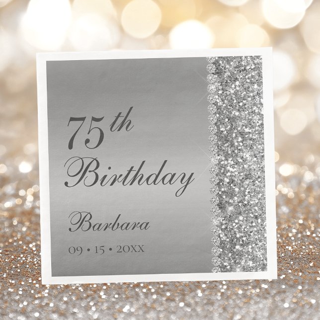 Elegant Silver 75. Geburtstag Serviette (Von Creator hochgeladen)