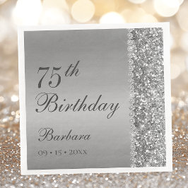 Elegant Silver 75. Geburtstag Serviette