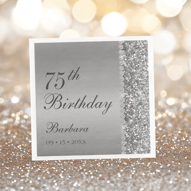 Elegant Silver 75. Geburtstag Serviette (Von Creator hochgeladen)