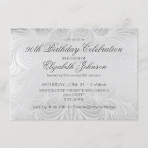 Elegant Silver 90. Geburtstag Einladung