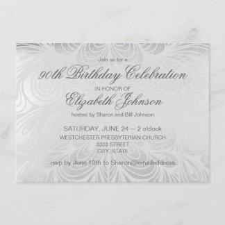 Elegant Silver 90. Geburtstag Einladung