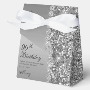 Elegant Silver 90. Geburtstag Geschenkschachtel