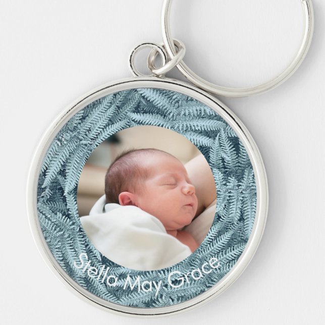 ELEGANT SILVER BABY FOTO NAME FERN PERSONALISIERT SCHLÜSSELANHÄNGER (Vorne)