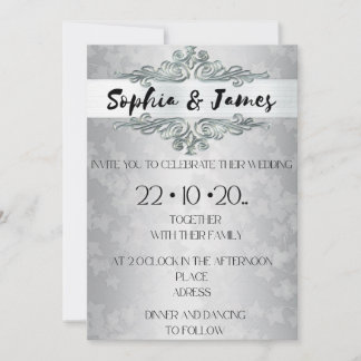 Elegant Silver Baroque Wedding Invitation – Custom Einladung