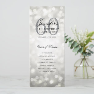 Elegant Silver Bokeh 60. Geburtstagsprogramm mit M Einladung