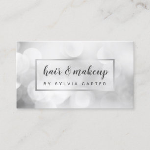 Elegant silver Bokeh Feminine Hair Stylist Salon Visitenkarte