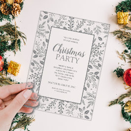 Elegant Silver Botanicals Christmas Party Acryleinladungen