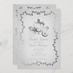 Elegant Silver Carriage Storybook Bridal Einladung