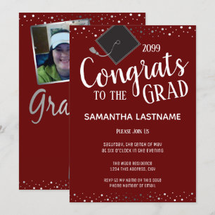 Elegant Silver Confetti Graduate Class of 2022 Einladung