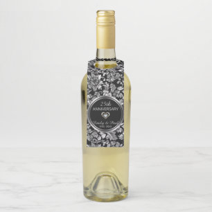 Elegant Silver Damask Flaschenanhänger