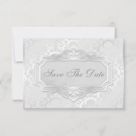 Elegant Silver Damask Hochzeit Save the Date