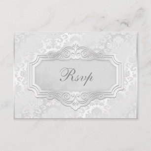 Elegant Silver Damask Wedding UAwg Einladung