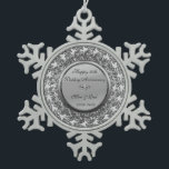 Elegant Silver Diamonds 50. Hochzeitstag Schneeflocken Zinn-Ornament<br><div class="desc">Elegante silberne Wirbel 50. Hochzeitstag Schmuck.</div>