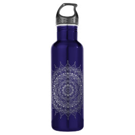 Elegant Silver Floral Henna Mandala Edelstahlflasche