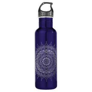 Elegant Silver Floral Henna Mandala Edelstahlflasche