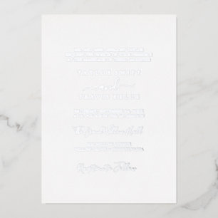Elegant Silver Foil Calligraphy Feierliche Hochz Folieneinladung