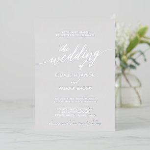 Elegant Silver Foil Calligraphy   Graue Hochzeit Folieneinladung