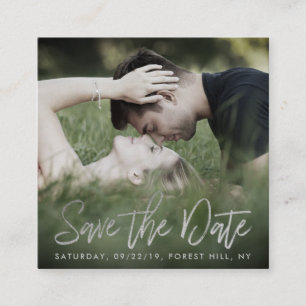 Elegant Silver Foil Script Photo Save The Date Begleitkarte