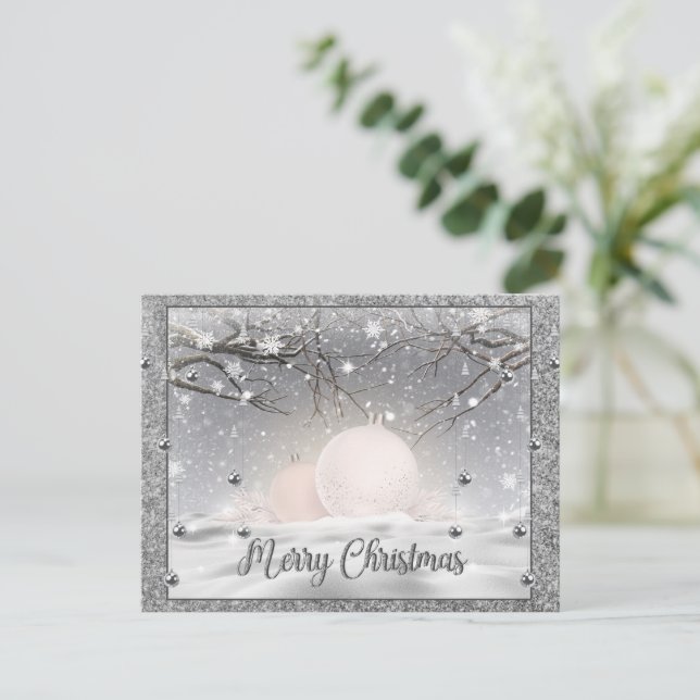 Elegant Silver Frohe Weihnachten, glücklicher Urla Postkarte (Stehend Vorderseite)
