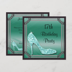 Elegant Silver Gerahmt Aquamarin Stiletto 17. Gebu Einladung