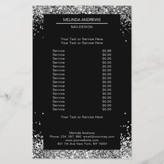 Elegant Silver Glitter both sides Flyer (Hinten)