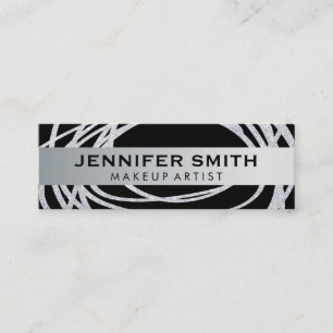 Elegant Silver Glitzer Scribble Mini Visitenkarte