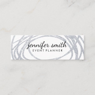 Elegant Silver Glitzer Scribble Mini Visitenkarte